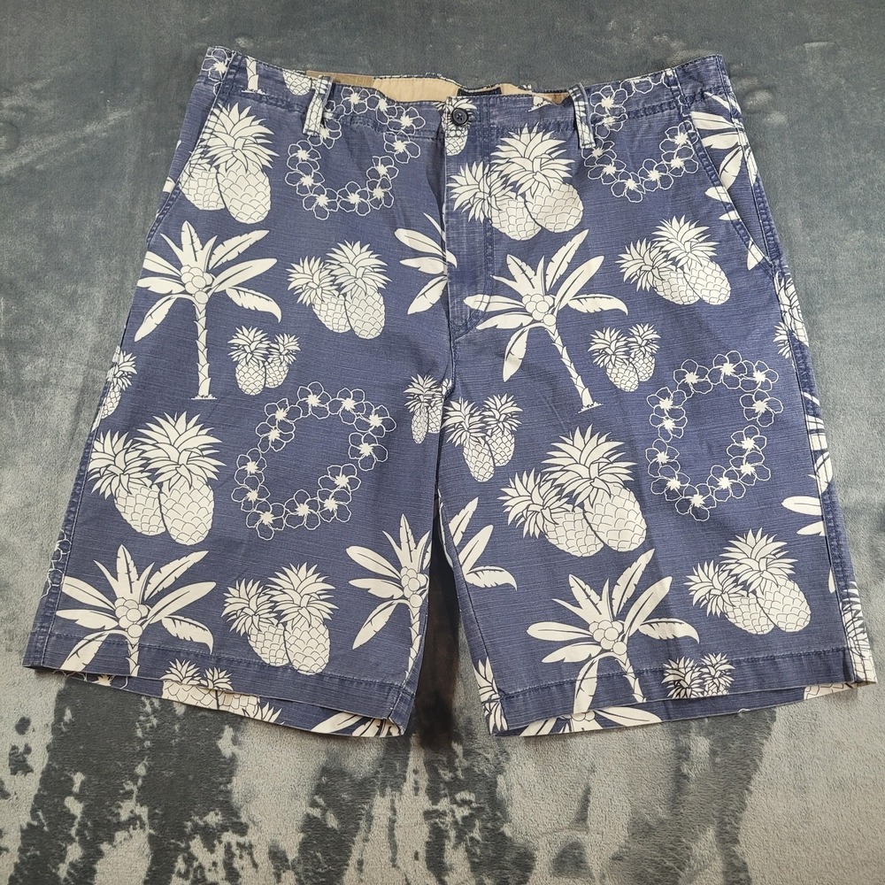 IZOD Shorts Men 38 Hawaiian Denim Pineapple Rock‎ Washed NWT